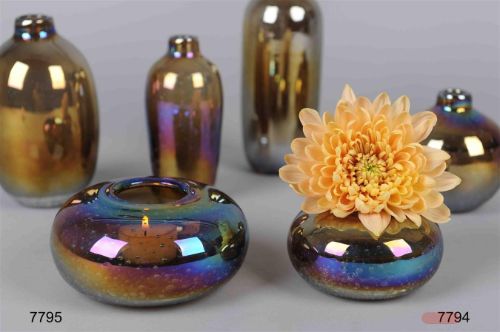 Bild von Kugelvase, abgeflacht Glanz - Ø13x H6cm, coco