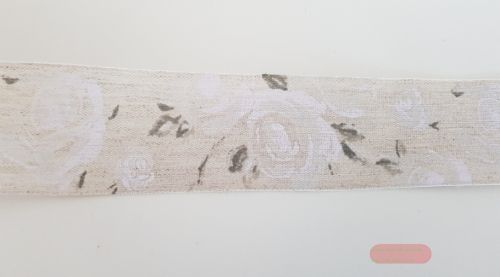 Bild von Band 20m/ 40mm, Rosen auf Leine, weiss