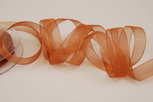 Bild von Band 25m/ 15mm, Organza, h'braun