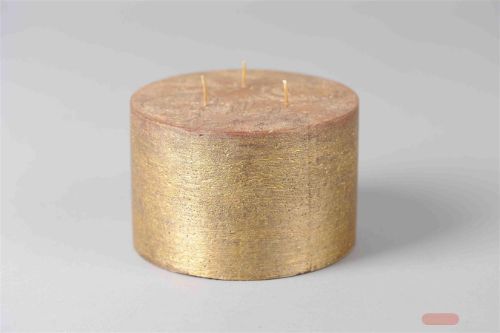 Bild von Met. 3-Docht Zylinderkerze, H10cm x 150mm, gold/26
