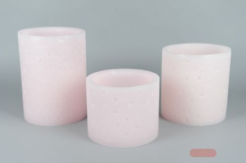 Bild von Wachs Windlicht, zyl.- Ø18.5x H15cm, rosa