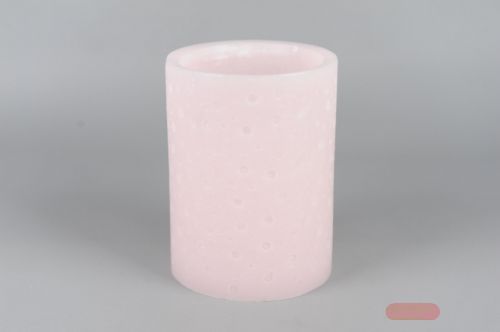 Bild von Wachs Windlicht, zyl.- Ø18.5x H25cm, rosa