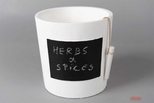 Bild von Topf, mit Tafel & Schulkreide Ø17x H17cm, weiss