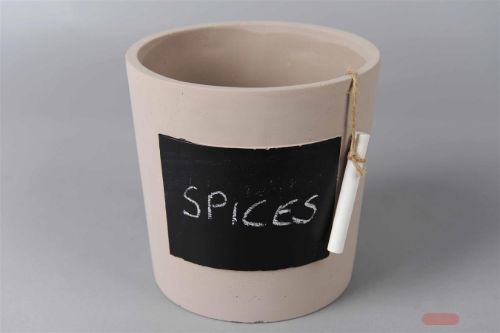 Bild von Topf, mit Tafel & Schulkreide Ø17x H17cm, taupe