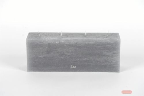 Bild von 4-Docht Kubuskerze, H12 x L32x Ø8cm, mausgrau