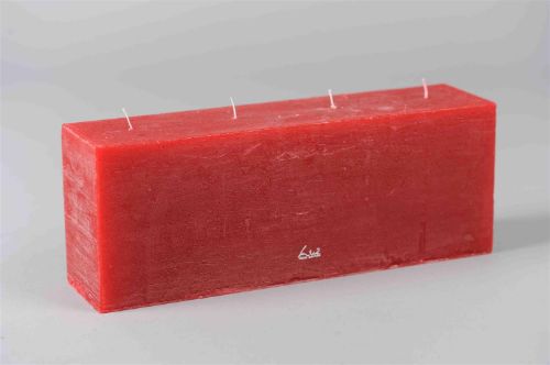 Bild von 4-Docht Kubuskerze, H12 x L32x Ø8cm, antikrot