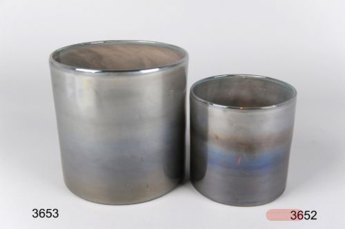 Bild von Windlicht Glas, Satini Ø15x H15cm, dunkelgrau