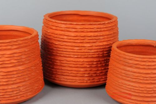 Bild von Blumentopf, Keramik Ridged 20.5x H15.5cm, orange