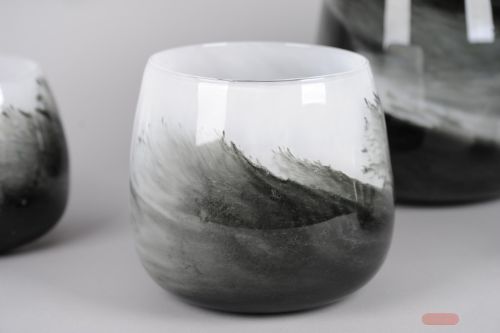 Bild von Glasvase, Zylinder gebogen Ø22x H19cm, black magic