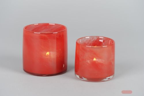 Bild von Glasvase, Zylinder Ø10x H10cm, rosso