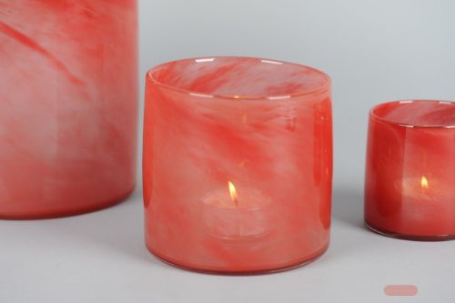 Bild von Glasvase, Zylinder Ø15x H15cm, rosso