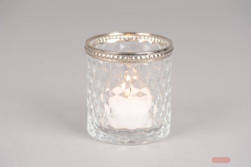 Bild von Votiv Windlicht, Tiara Ø7x H7.5cm Silberkragen, klar
