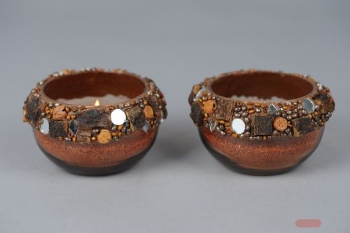 Bild von Schale, Perles de Noël Ø9x H8cm, braun