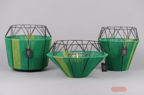 Bild von Laterne, Jute Ø30x H23cm, grün