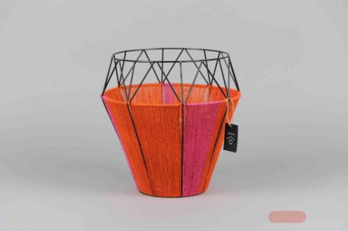 Bild von Laterne, Jute Ø29x H30cm, koralle