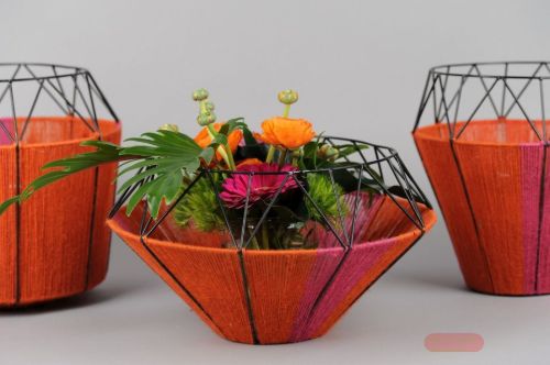 Bild von Laterne, Jute Ø30x H23cm, koralle