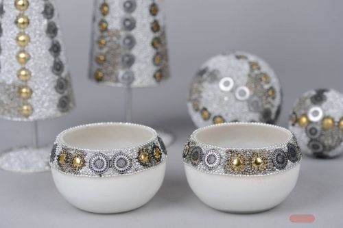 Bild von Schale, Perles de Noël Ø9x H8cm, grau