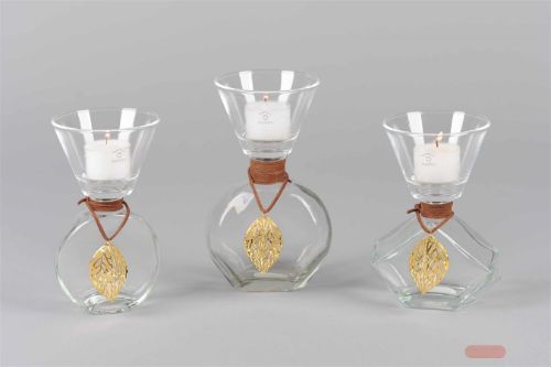 Bild von Teelicht, mit Schmuckstück Ø10.5x H15.5cm, klar