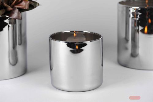 Bild von Windlicht, metallic Ø15x H15cm, silber
