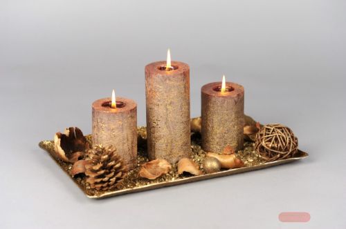 Bild von Schale, Alu eckig gehämmert L37x 23x H2cm, braun