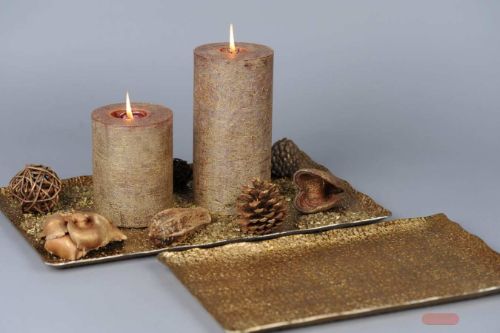 Bild von Schale, Alu eckig gehämmert L45x 28.5x H2cm, braun