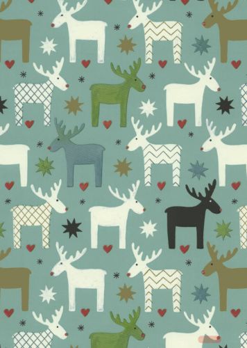 Bild von Bogen 70x 100cm, Kalmar Rentier, blaugrün