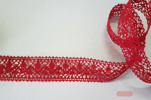 Bild von Band 20m/ 22mm, Häkel-Spitzenborte, rot
