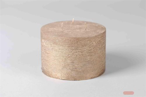 Bild von Met. 3-Docht Zylinderkerze, H10cm x 150mm, antgold