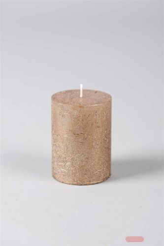 Bild von Metallic Zylinderkerze,   8cm x Ø60mm, antikgold