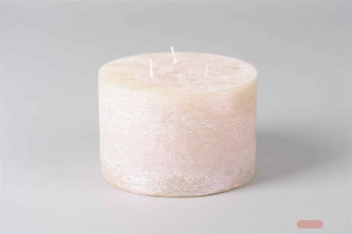 Bild von Met. 3-Docht Zylinderkerze, H10cm x Ø150mm, pearl