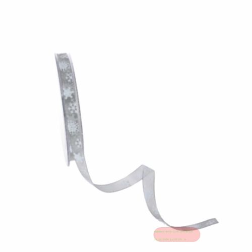 Bild von Band 20m/ 10mm, Schneestern- Organza, grau