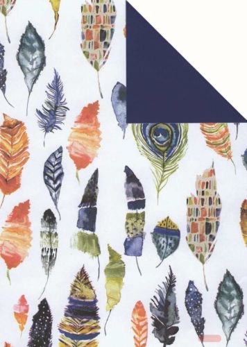 Bild von Bogen 70x 100cm, Torino Federn, bunr/d'blau