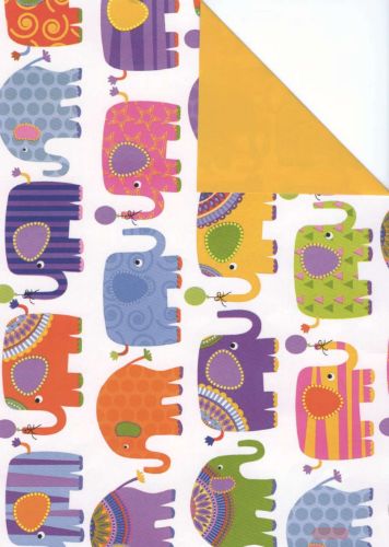 Bild von Bogen 70x 100cm, Hathi Elefanten, bunt/gelb