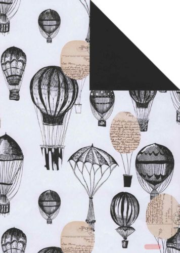 Bild von Bogen 70x 100cm, Montgolfière Ballon, weiss/schwarz