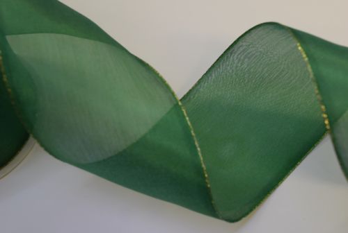 Bild von Band 20m/ 68mm, Sheer - gold Ende, d'grün