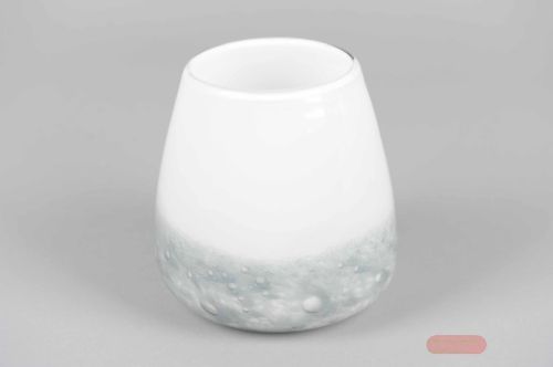 Bild von Glasvase, Moon craters Ø16x H16cm, grau/weiss