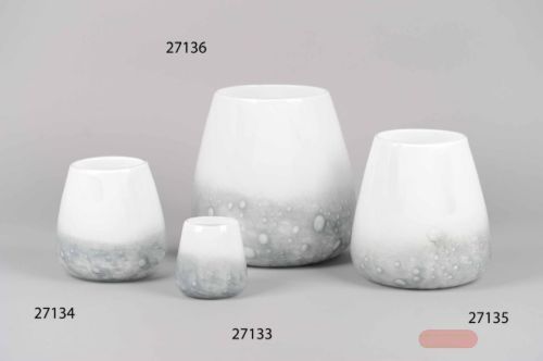 Bild von Glasvase, Moon craters Ø10x H10cm, grau/weiss