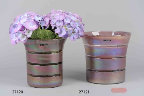 Bild von Glasvase, Irisé Ø23x H23cm, rose