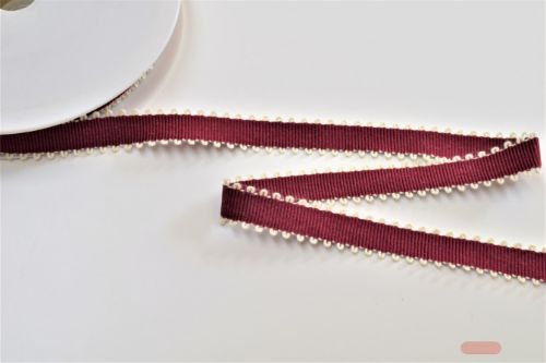 Bild von Band 10m/ 10mm, Leinen - Picot, bordeaux