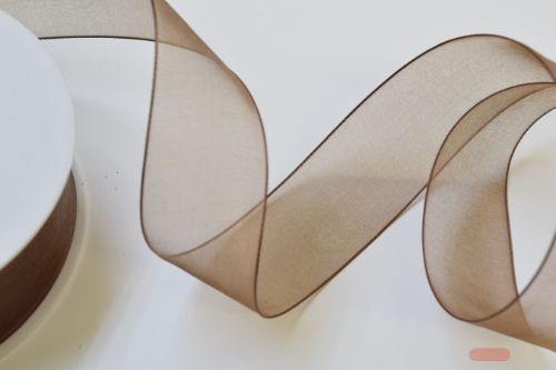 Bild von Band 50m/ 25mm, Organza, d'braun