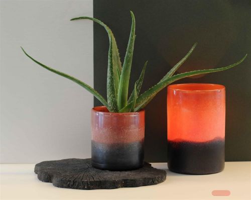 Bild von Windlicht Glas, Earth & Sky Ø15x H17cm, rot