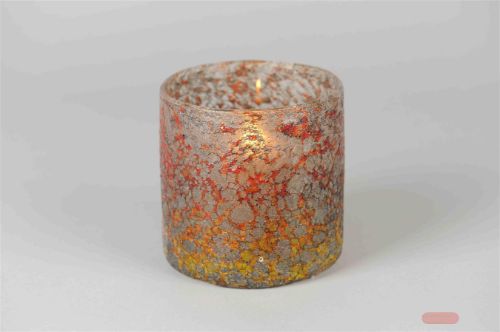 Bild von Windlicht Glas, Bloodshot Ø15x H15cm, braunrot
