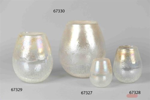 Bild von Glasvase, Ysdal Ø10x H11cm, weiss-gold