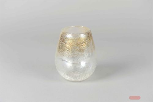 Bild von Glasvase, Ysdal Ø14x H15cm, weiss-gold