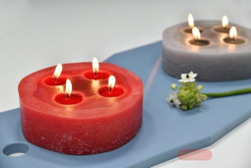 Bild von 4-Docht Zylinderkerze, H5cm x 170mm, d'rot*