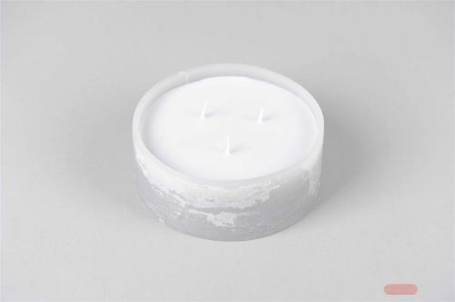 Bild von 3-Docht Kerze im Topf, H6cm x Ø150mm, mausgrau