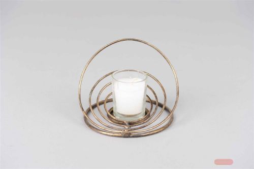 Bild von Windlicht, Metall/ Glas - L14x 13x H12cm, bronce