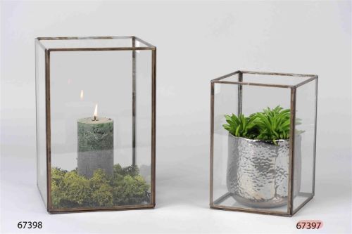 Bild von Vitrine, Glas L16x 16x H24cm, burn antik