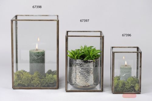 Bild von Vitrine, Glas L20x 20x H30cm, burn antik