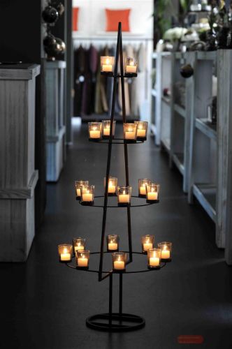 Bild von Deko Baum, Metall  Ø45x H120cm mit Teelicht, schwarz